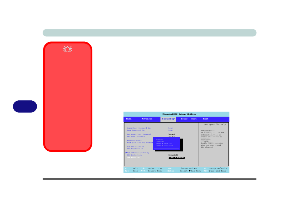 Trusted platform module, Initializing tpm, Trusted platform module -10 | Initializing tpm -10, Modules & options 7 - 10 trusted platform module, Figure 7 - 6, Backup & archive, Tpm protection disabled | Eurocom M620NC TITANIUM User Manual | Page 104 / 140