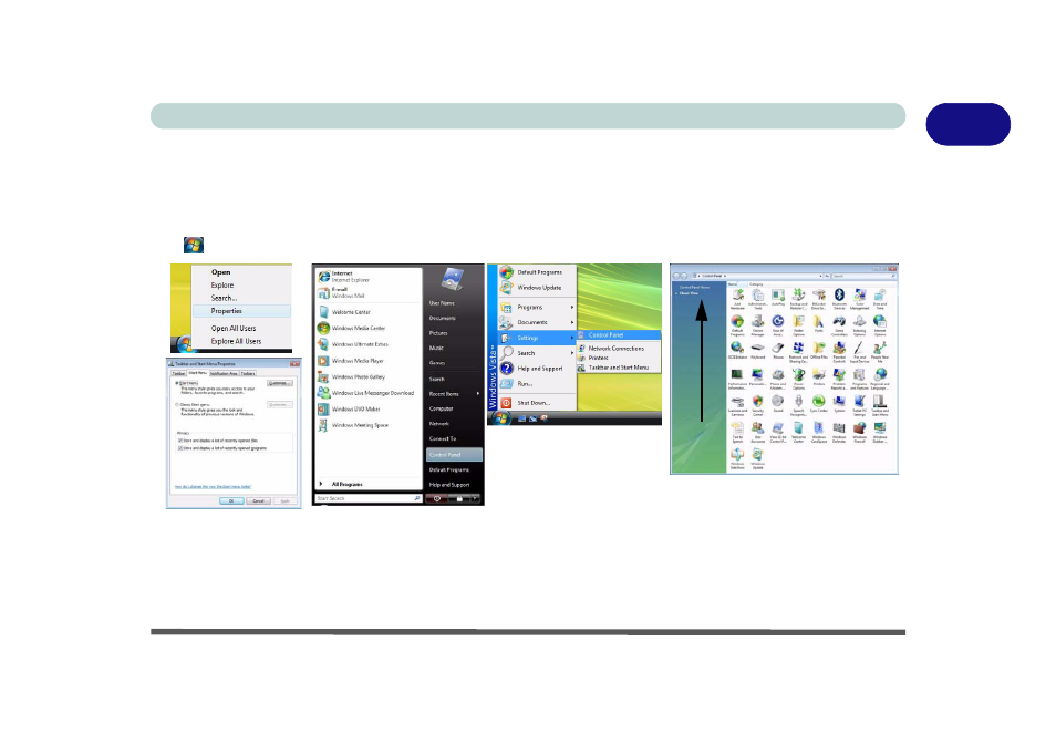 Windows vista start menu & control panel, Windows vista start menu & control panel -19 | Eurocom M720R GALAXY-X User Manual | Page 41 / 222
