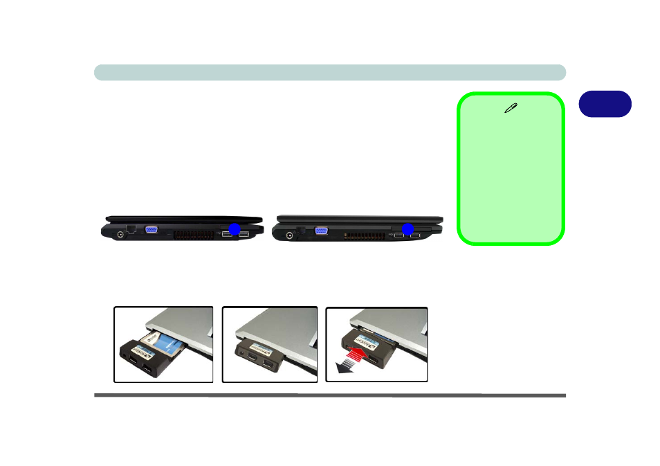 Expresscard slot, Inserting and removing expresscards, Expresscard slot -7 | Inserting and removing expresscards -7 | Eurocom M720R GALAXY-X User Manual | Page 51 / 222