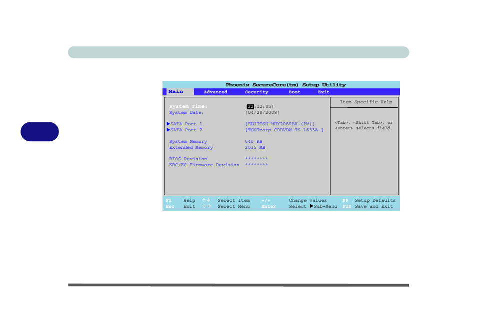 Main menu, System time & date (main menu), Main menu -6 system time & date (main menu) -6 | Bios utilities 5 - 6 main menu, Figure 5 - 2 | Eurocom M720R GALAXY-X User Manual | Page 84 / 222