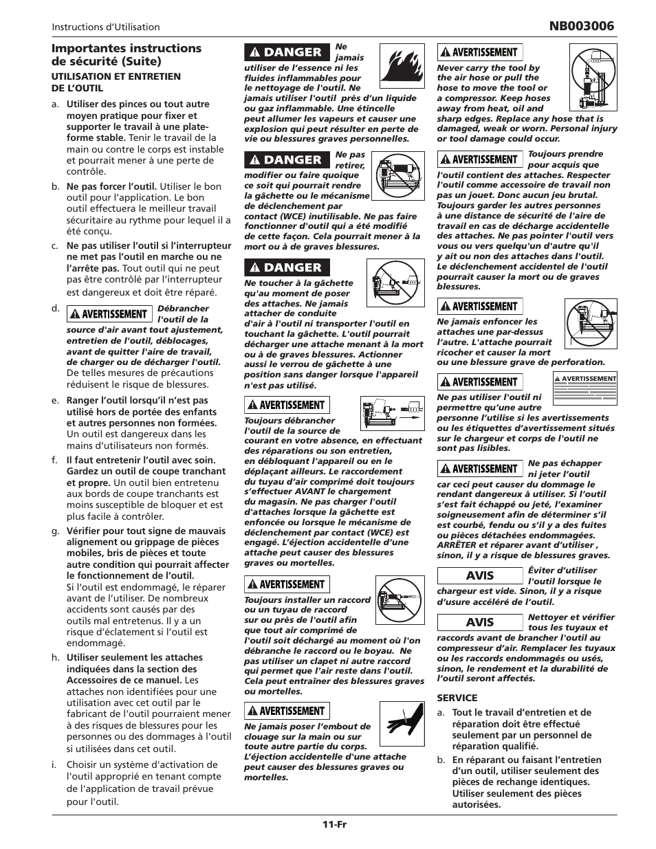 Importantes instructions de sécurité (suite) | Campbell Hausfeld IN703700AV User Manual | Page 11 / 24