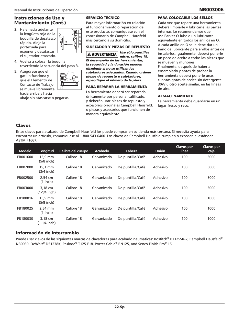 Campbell Hausfeld IN703700AV User Manual | Page 22 / 24