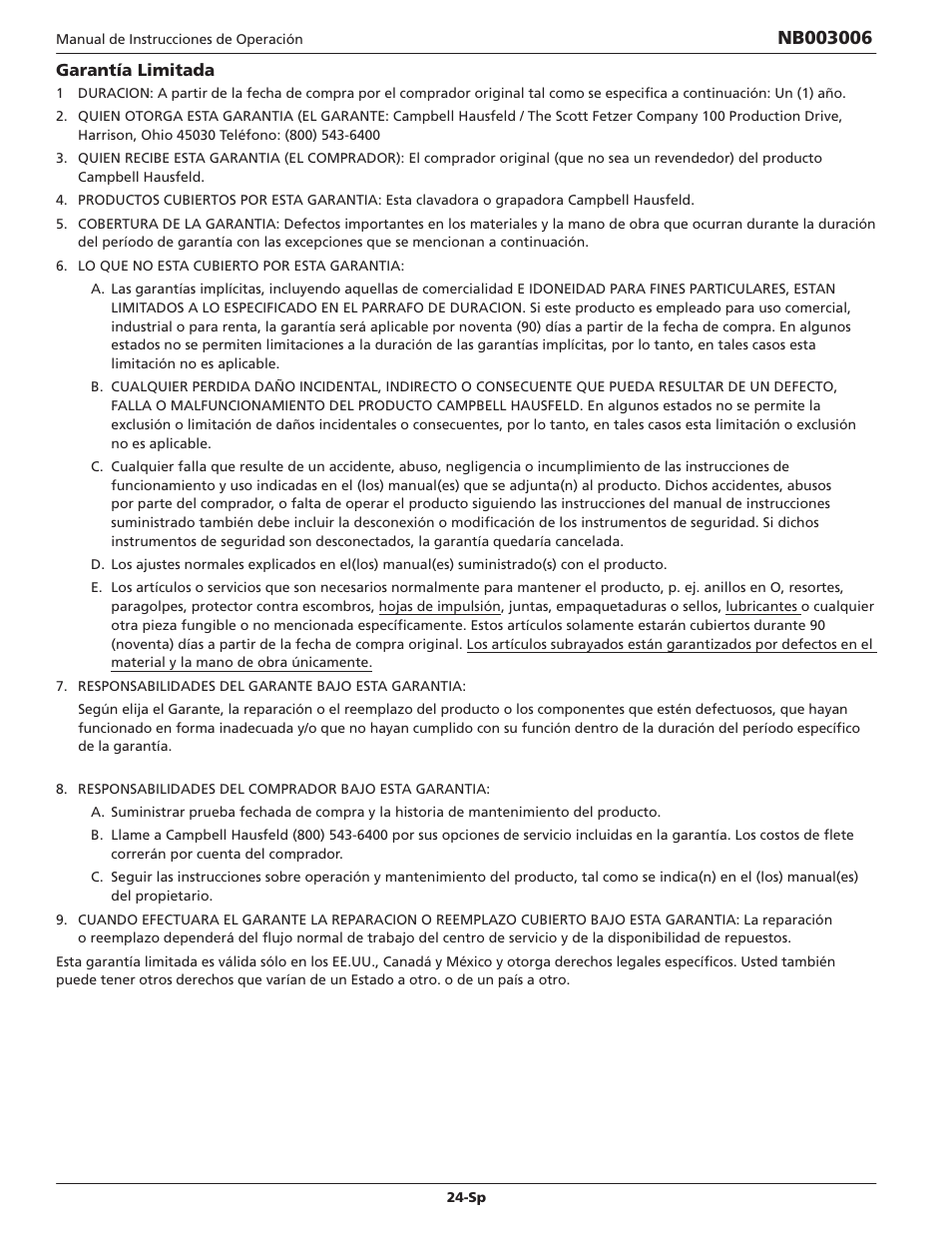 Campbell Hausfeld IN703700AV User Manual | Page 24 / 24