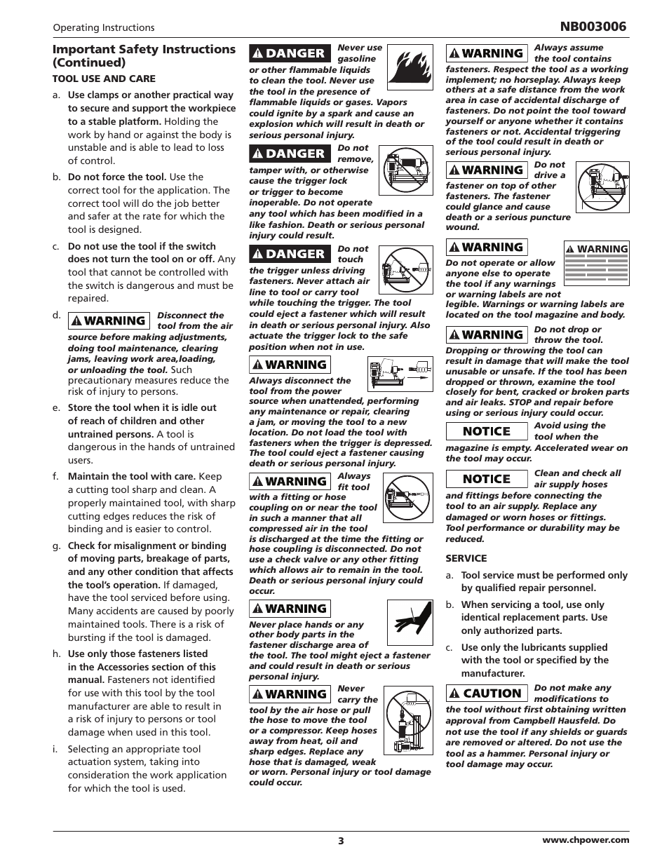 Important safety instructions (continued) | Campbell Hausfeld IN703700AV User Manual | Page 3 / 24