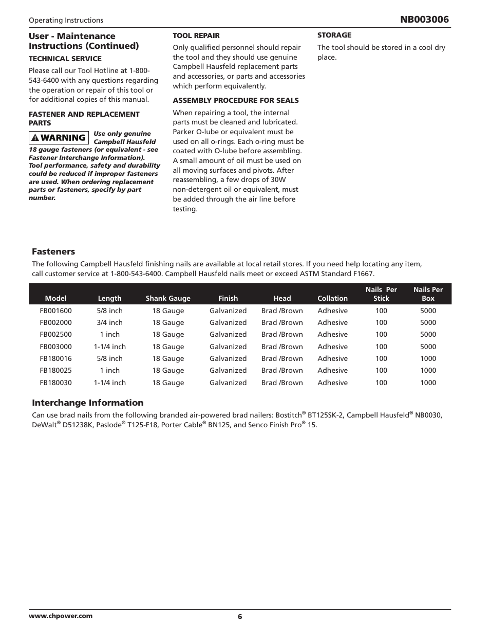 Campbell Hausfeld IN703700AV User Manual | Page 6 / 24