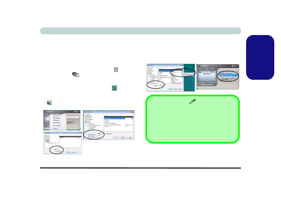 Setting up a carrier profile, Engl ish setting up a carrier profile | Eurocom M735T Puma User Manual | Page 37 / 226