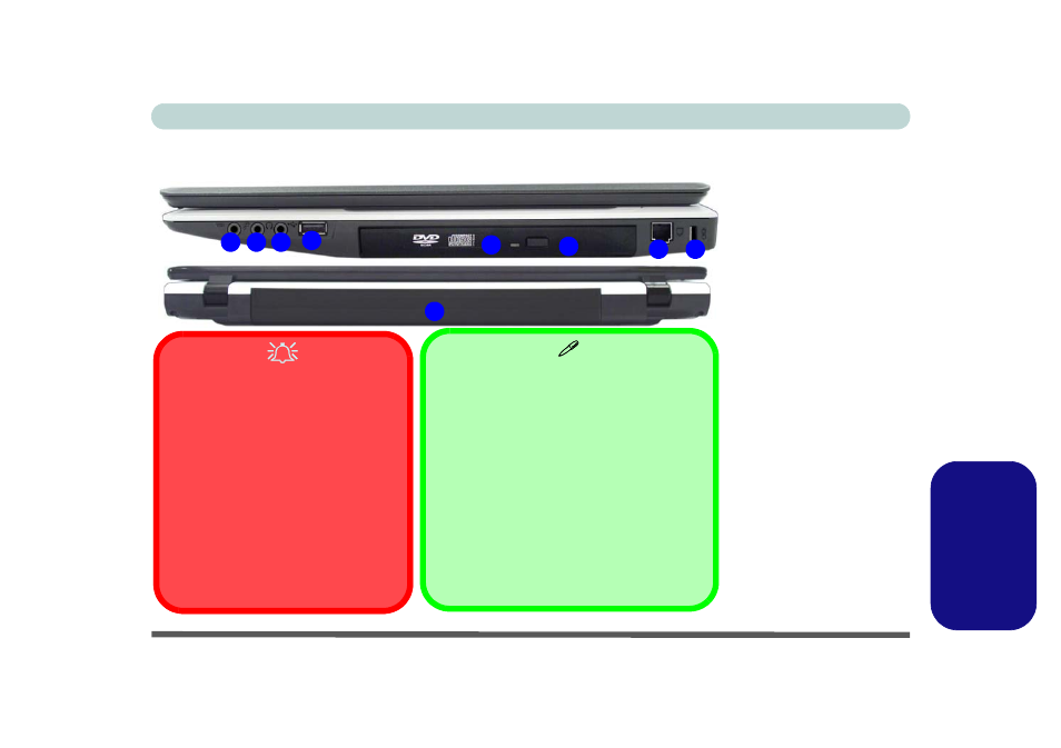 Descrizione del sistema: vista destra e posteriore, Italiano | Eurocom M76TU Mamba User Manual | Page 197 / 226