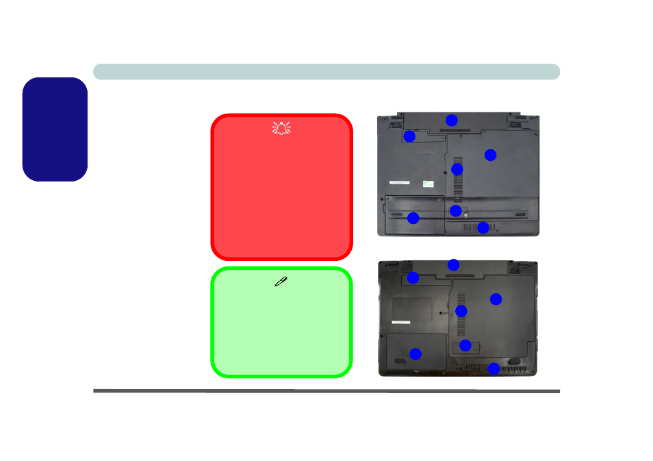 System map: bottom view, English | Eurocom M76TU Mamba User Manual | Page 22 / 226