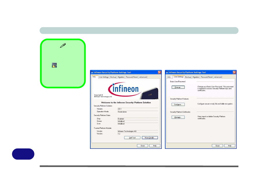 Infineon security platform settings tool | Eurocom R130T ELEMENT User Manual | Page 254 / 274