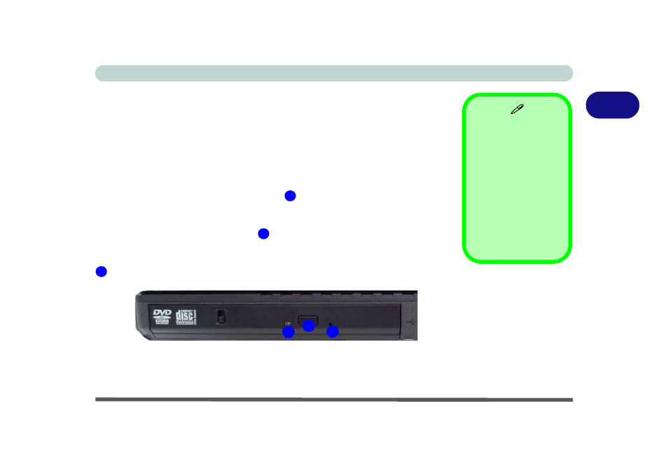 Optical (cd/dvd) device, Loading discs, Optical (cd/dvd) device -3 | Loading discs -3 | Eurocom R130T ELEMENT User Manual | Page 43 / 274
