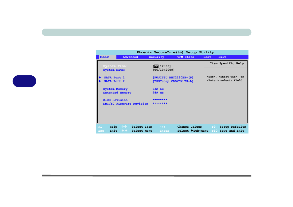Main menu, System time & date (main menu), Main menu -6 system time & date (main menu) -6 | Bios utilities 5 - 6 main menu, Figure 5 - 2 | Eurocom R130T ELEMENT User Manual | Page 80 / 274