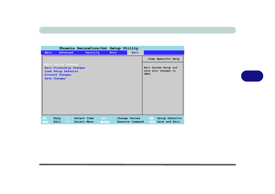 Exit menu, Exit menu -17, Bios utilities exit menu 5 - 17 | Figure 5 - 8 | Eurocom R130T ELEMENT User Manual | Page 91 / 274