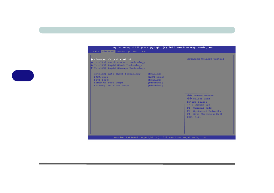 Advanced menu, Advanced chipset control (advanced menu) | Eurocom Shark 2 User Manual | Page 120 / 292