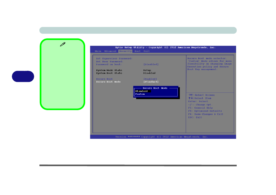 Security menu, Set supervisor password (security menu) | Eurocom Shark 2 User Manual | Page 124 / 292