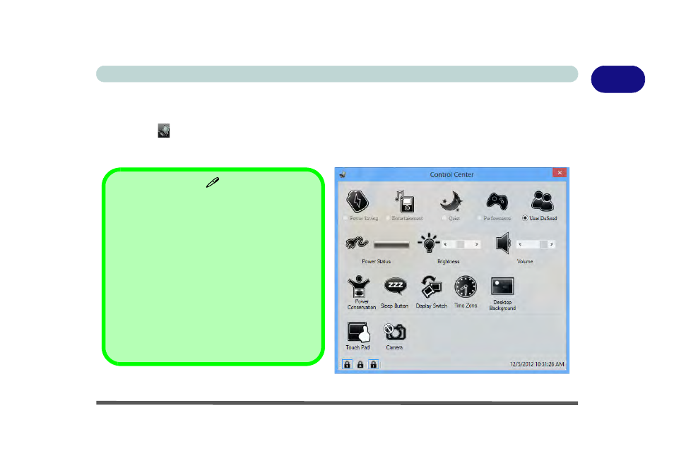 Control center, Control center -15 | Eurocom Shark 2 User Manual | Page 45 / 292