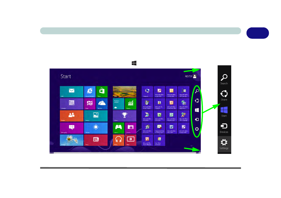 Windows 8 charms bar, Windows 8 charms bar -25 | Eurocom Shark 2 User Manual | Page 55 / 292