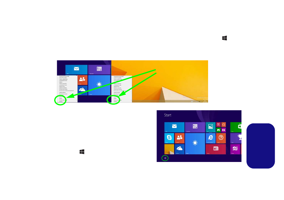 Pannello di controllo di windows 8.1, Schermata start e desktop di windows 8.1, Schermata start e desktop di win- dows 8.1 | Italiano | Eurocom Shark 3 User Manual | Page 145 / 156