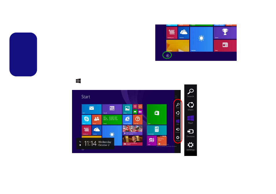 Apps & tiles, Charms bar, Apps & tiles charms bar | Eurocom Shark 3 User Manual | Page 26 / 156