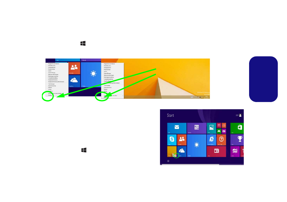 Windows 8.1 systemsteuerung, Windows 8.1 start-bildschirm und desktop, Deutsch | Eurocom Shark 3 User Manual | Page 55 / 156