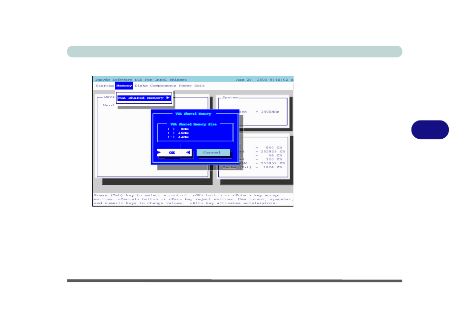 Memory menu, Figure 5 - 3 memory menu, This memory is allocated from your | Eurocom T210C Convertible User Manual | Page 133 / 178
