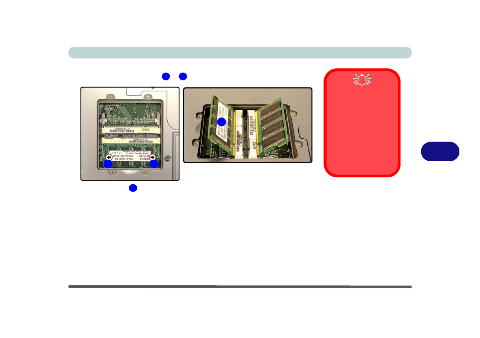 Contact warning, Figure 6 - 5 removing/ installing a ram module | Eurocom T210C Convertible User Manual | Page 147 / 178