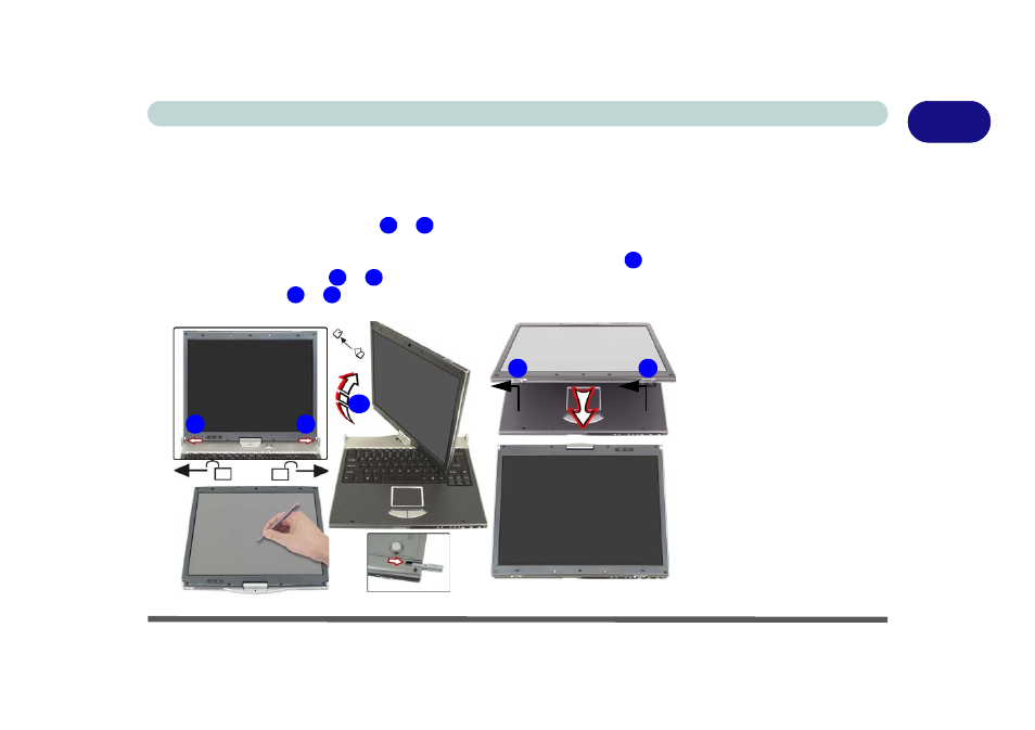 The lcd swivel screen, Figure 1 - 3 rotating the lcd swivel screen, The lcd swivel screen -7 | Eurocom T210C Convertible User Manual | Page 27 / 178
