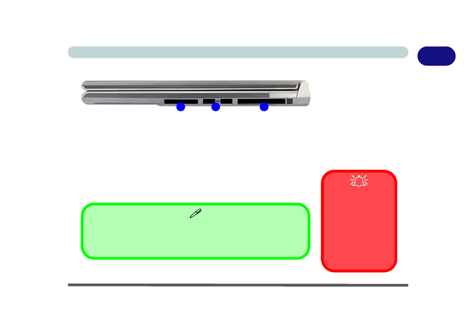 Right side view, Figure 1 - 7 right side view, In-1 flash card reader | Flash card reader driver, External cd devices, Right side view -17, In-1 flash card reader -17 | Eurocom T210C Convertible User Manual | Page 37 / 178