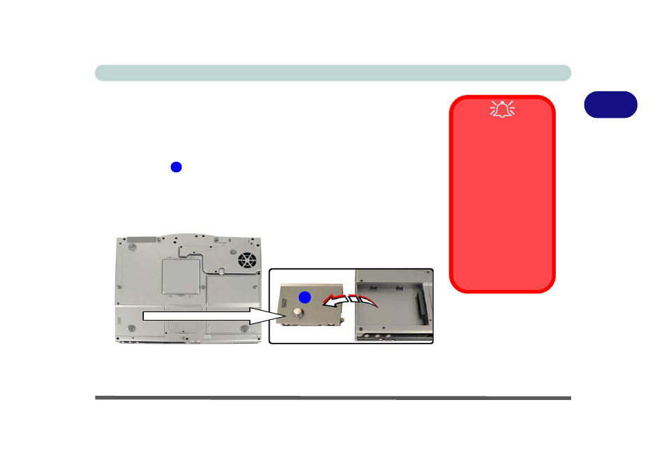 Hard disk drive, Power safety, Figure 2 - 1 hard disk location | Hard disk drive -7 | Eurocom T210C Convertible User Manual | Page 49 / 178