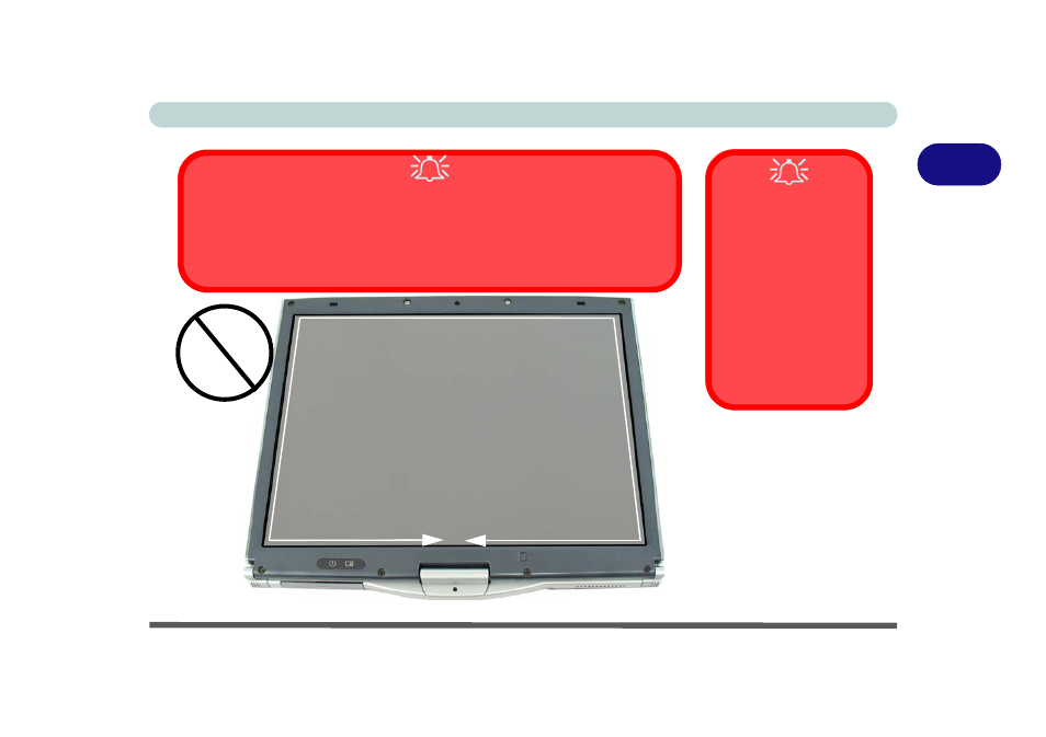 Touch panel input device (model a only), Figure 2 - 10 touch panel warning | Eurocom T210C Convertible User Manual | Page 63 / 178