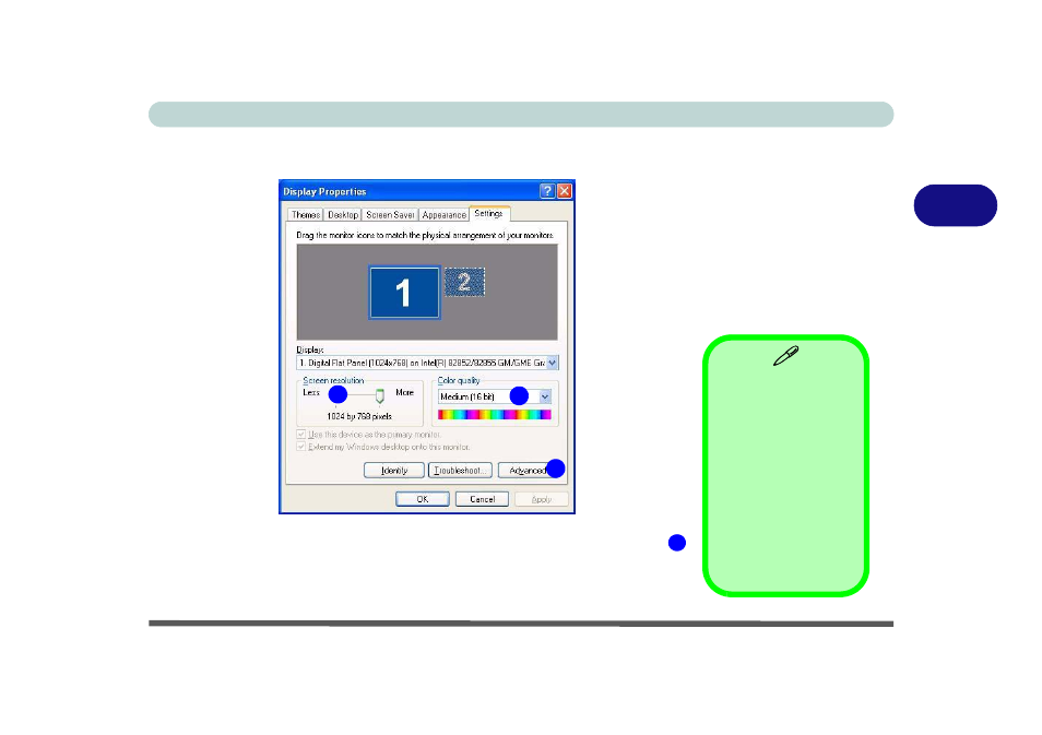 Display properties, Figure 3 - 3 display properties, Intel(r) extreme graphics controller properties | Display properties -7 | Eurocom T210C Convertible User Manual | Page 77 / 178