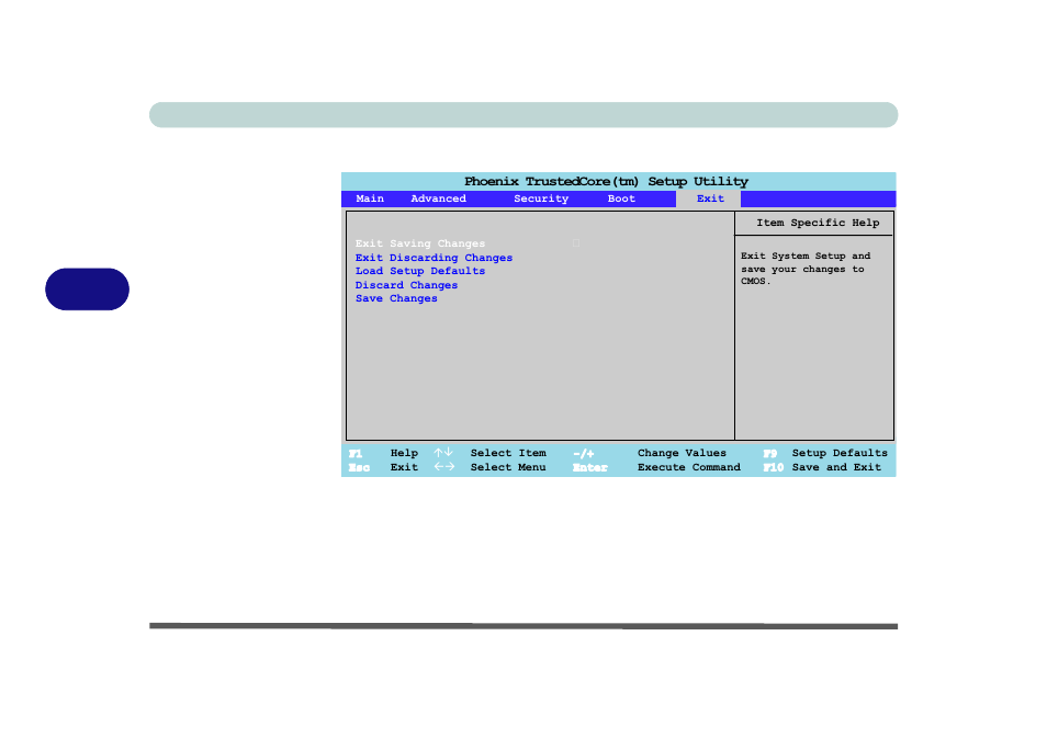 Exit menu, Exit menu -14, Bios utilities 5 - 14 exit menu | Figure 5 - 6 | Eurocom T890M ELEMENT User Manual | Page 104 / 218