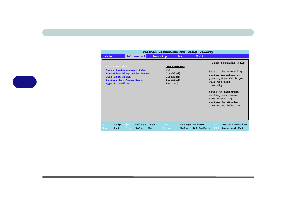 Advanced menu, Installed o/s (advanced menu), Advanced menu -8 installed o/s (advanced menu) -8 | Bios utilities 5 - 8 advanced menu, Figure 5 - 3 | Eurocom T890M ELEMENT User Manual | Page 98 / 218