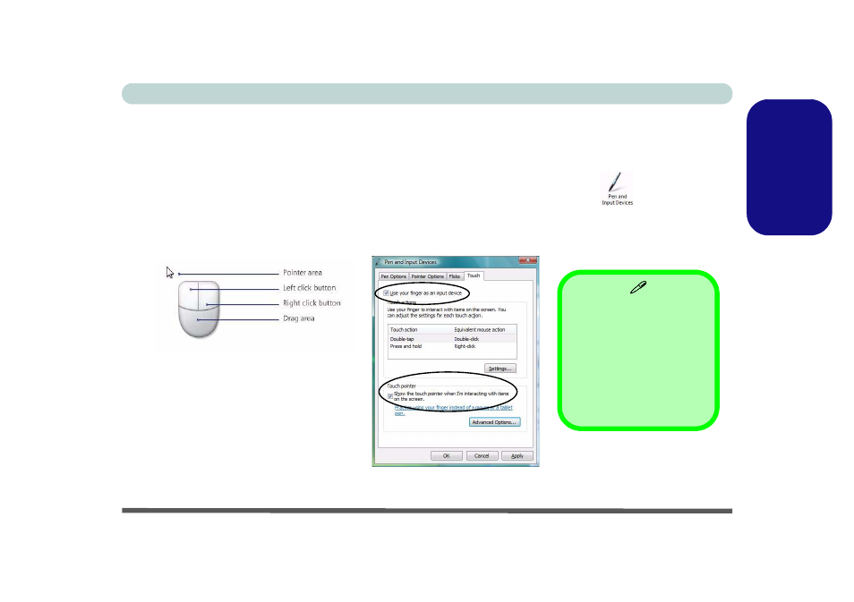 Stylus pen input, Engl ish stylus pen input | Eurocom TN12R Tablet User Manual | Page 17 / 226