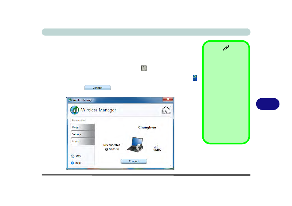 Wireless manager application, Wireless manager application -67, Ion and | 7wireless manager application | Eurocom W150ER FOX 4.0 User Manual | Page 205 / 292