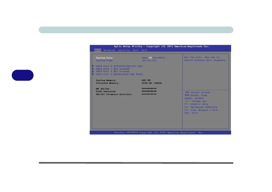 Main menu, System time & date (main menu), Main menu -6 system time & date (main menu) -6 | Eurocom W3x0ET Shark User Manual | Page 106 / 268