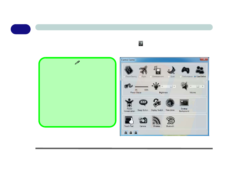 Control center, Control center -12 | Eurocom W3x0ET Shark User Manual | Page 42 / 268