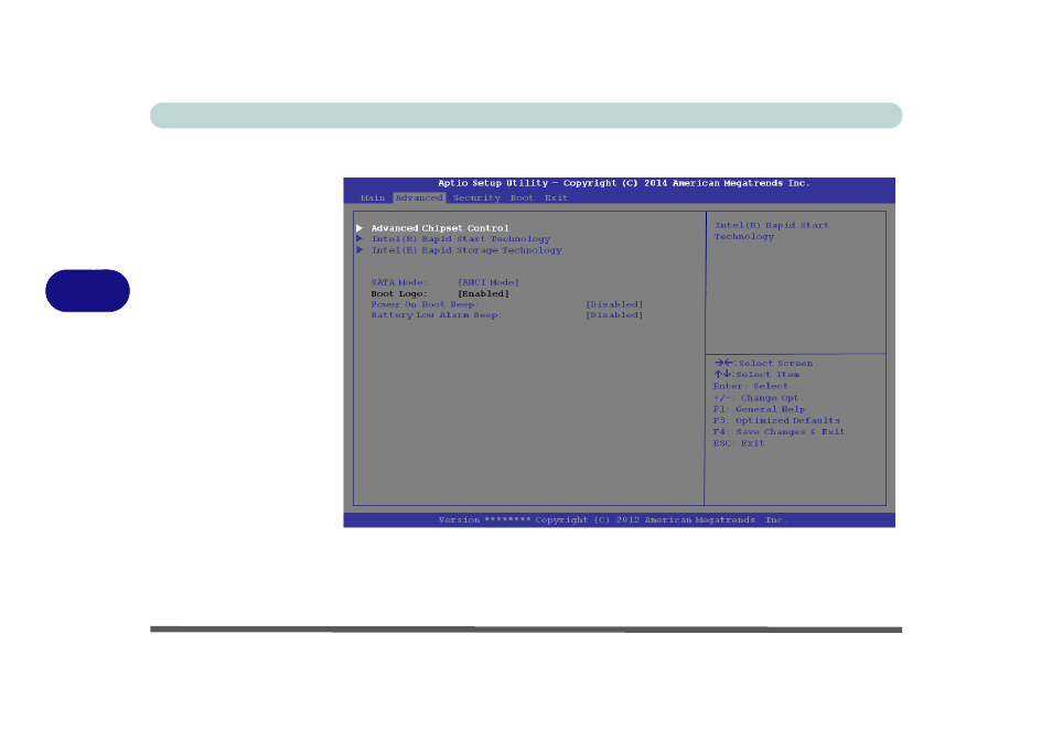 Advanced menu, Advanced chipset control (advanced menu) | Eurocom M5 Pro User Manual | Page 124 / 298