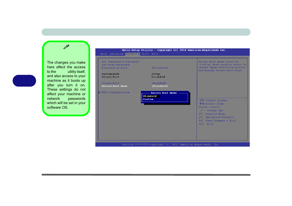 Security menu, Set supervisor password (security menu) | Eurocom M5 Pro User Manual | Page 128 / 298