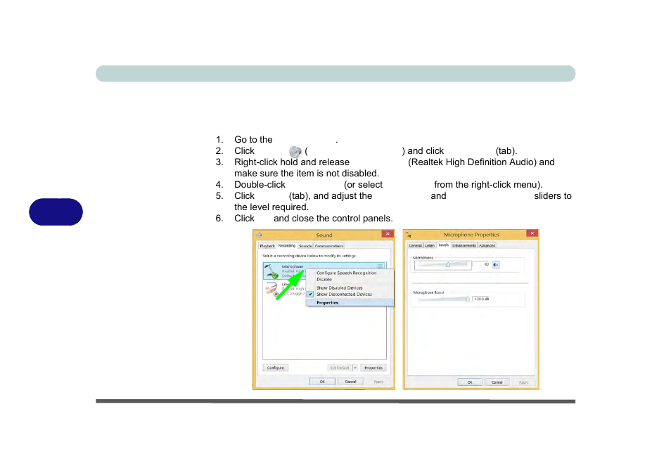 Pc camera audio setup, Pc camera audio setup -12 | Eurocom M5 Pro User Manual | Page 146 / 298