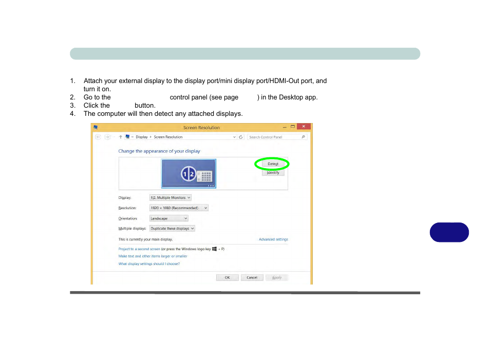 Configuring an external display in windows, Cconfiguring an external display in windows | Eurocom M5 Pro User Manual | Page 283 / 298