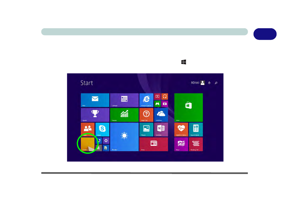 Windows 8.1 start screen & desktop, Windows 8.1 start screen & desktop -23 | Eurocom M5 Pro User Manual | Page 57 / 298