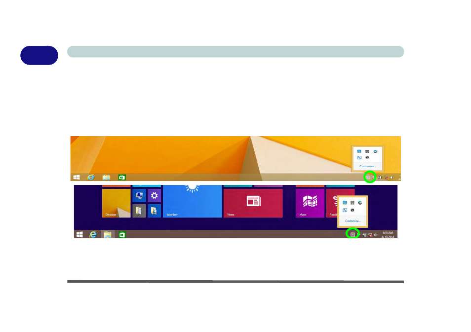Windows 8.1 taskbar, Windows 8.1 taskbar -28 | Eurocom M5 Pro User Manual | Page 62 / 298