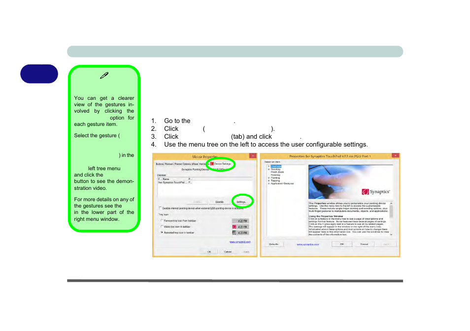 Gestures and device settings, Gestures and device settings -10, 2gestures and device settings | Figure 2 - 6 | Eurocom M5 Pro User Manual | Page 80 / 298