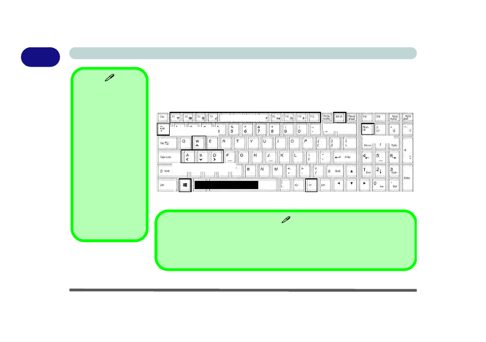 Illuminated led keyboard - models a, b, e & f, Illuminated led keyboard - models a, b, e & f -12 | Eurocom X3 R2 User Manual | Page 44 / 346