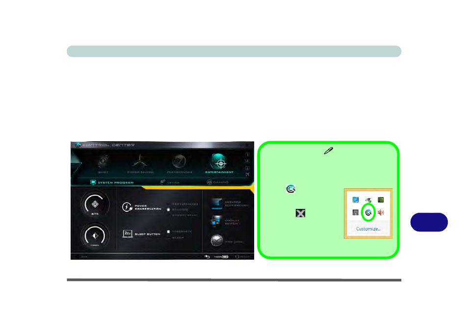Appendix b: control center, Overview, Control center | Eurocom X5 R2 User Manual | Page 299 / 346