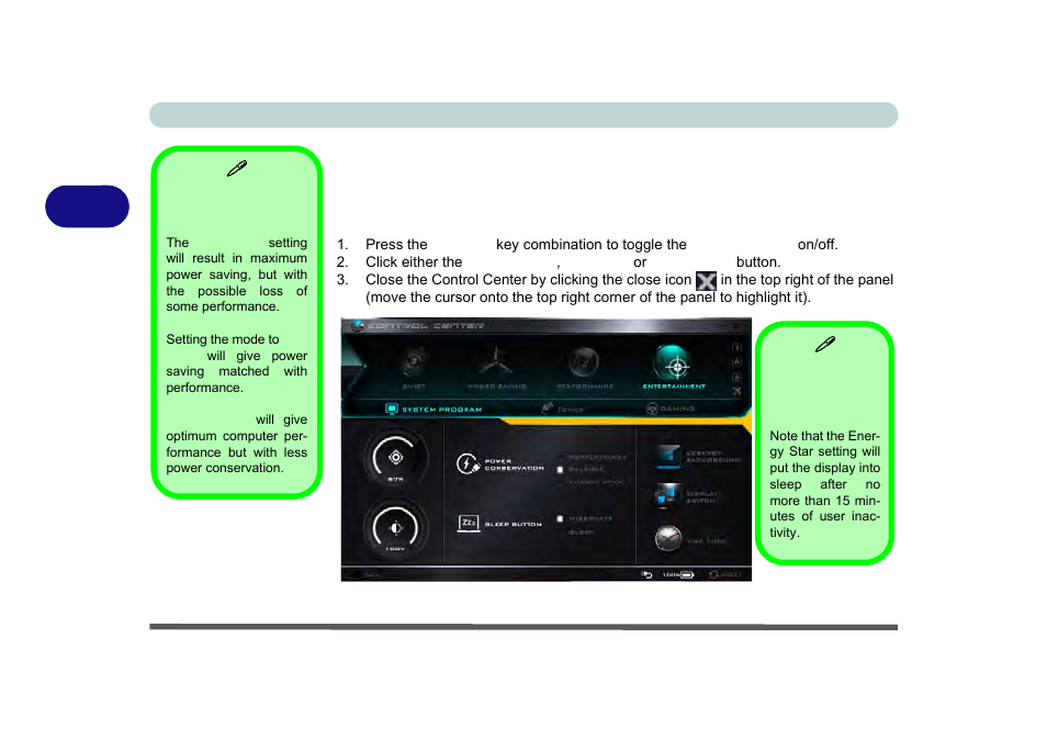 Power conservation modes, Power conservation modes -12, 3power conservation modes | Eurocom X8 User Manual | Page 124 / 334