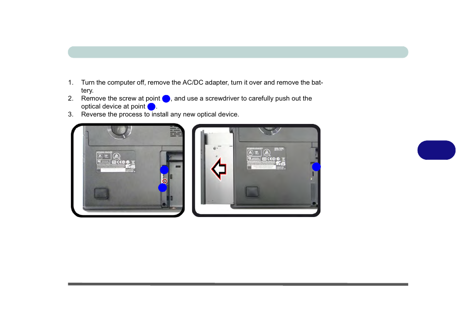 Upgrading the optical (dvd) device, Upgrading the optical (dvd) device -7 | Eurocom X8 User Manual | Page 171 / 334