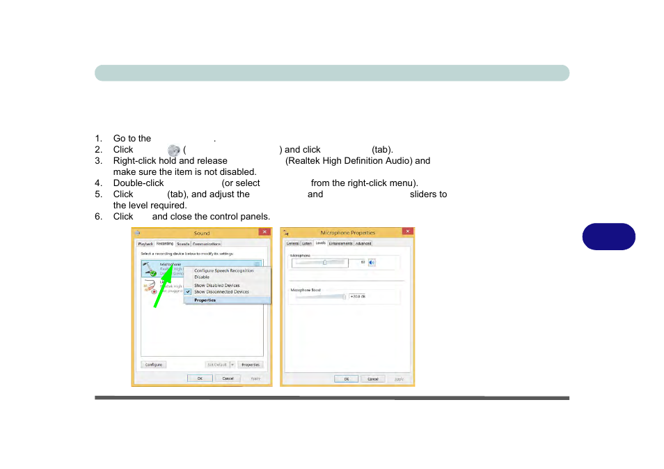 Pc camera audio setup, Pc camera audio setup -13 | Eurocom X8 User Manual | Page 199 / 334