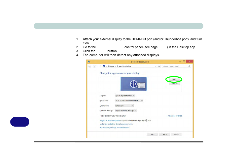 Configuring an external display in windows, Cconfiguring an external display in windows | Eurocom X8 User Manual | Page 320 / 334