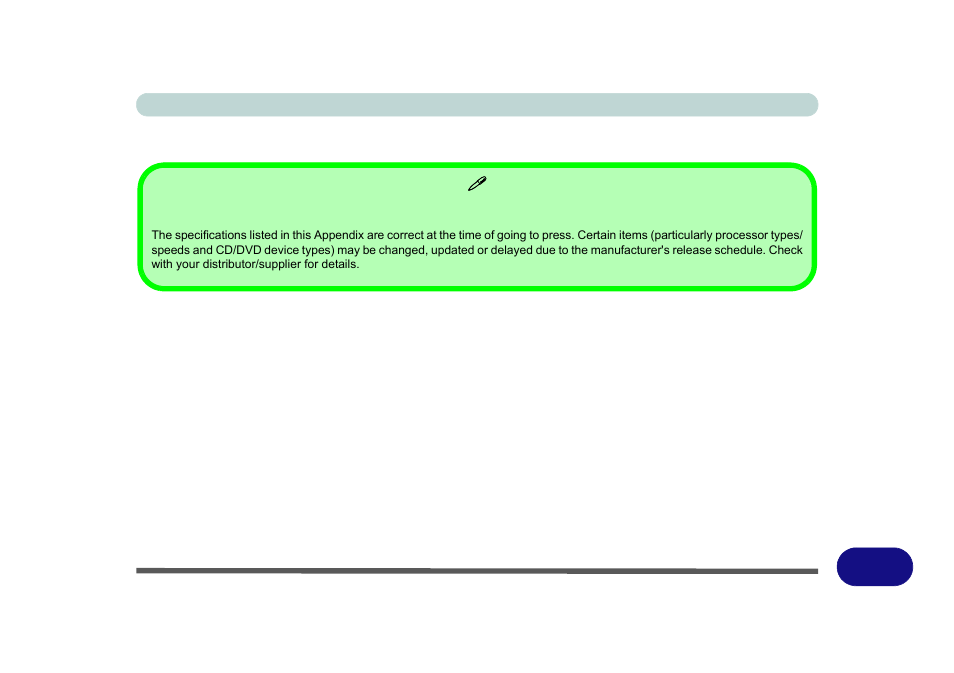 Appendix d: specifications, Specifications, For further detai | Eurocom X8 User Manual | Page 331 / 334
